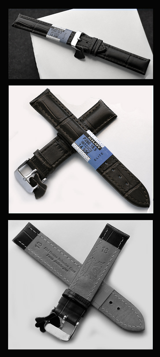 ECHTES-LEDER UHRENARMBAND 20 MM,STAHL SCHLIESSE ..KROKO SCHWARZ PRÄGUNG NEU